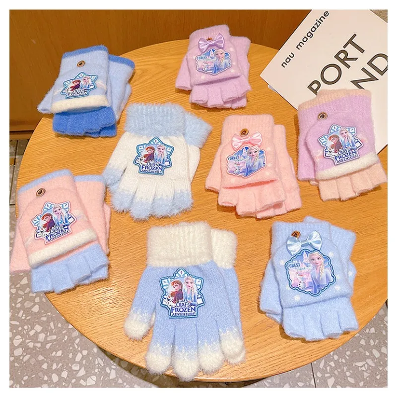 Новые детские вязаные перчатки принцессы Эльзы Холодное сердце с милыми героями