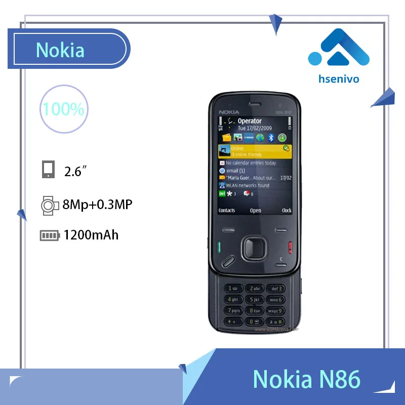 

Nokia N86 refurbished-Original Nokia N86 original unlocked GSM 3G WIFI GPS 8MP Mobile phone Black&White russian keyboard support
