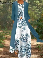 new two piece set lady flower print sleeveless maxi dress with cardigan hot clothes women 2022 summer boho elegant dresses coat
