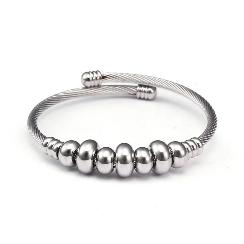 

Classic Design Stainless Steel Charm Bracelets Men Women Fashion Jewelry High Quality Silver Open Strand Beads Bracelets