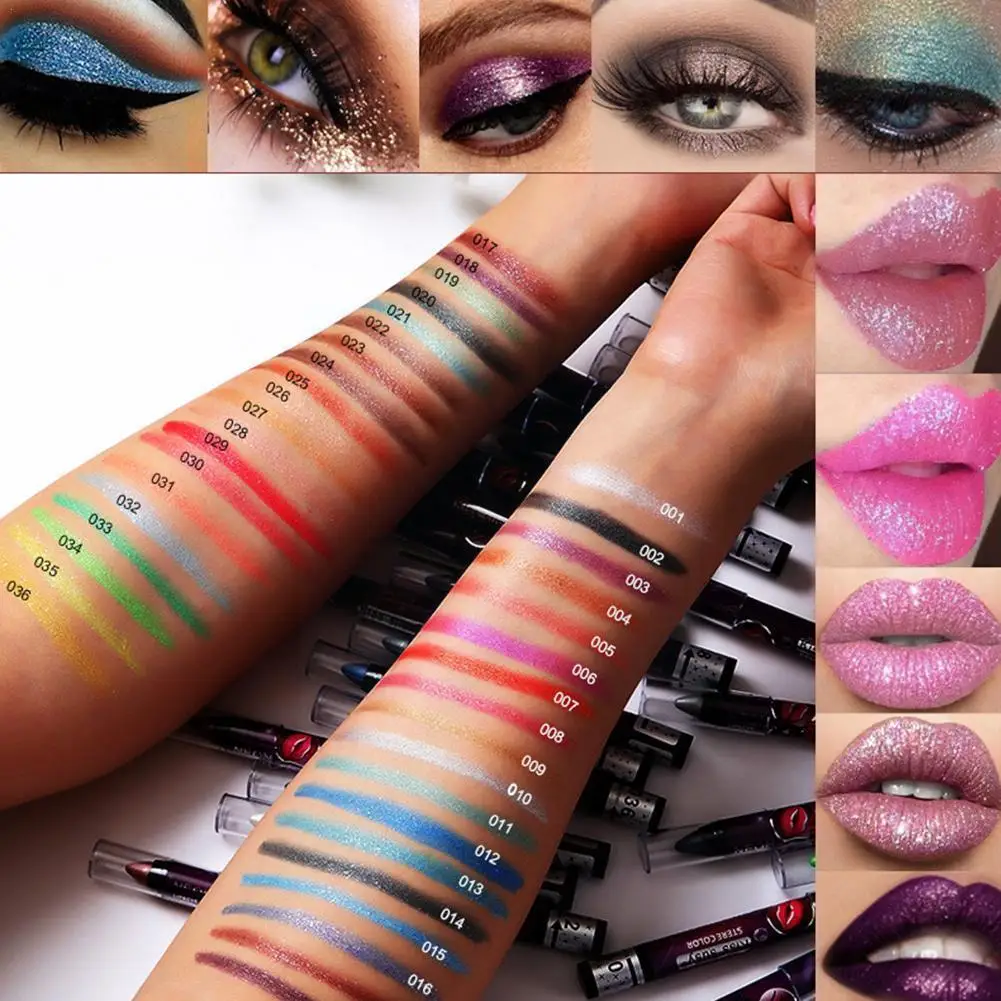 

12 Colors Shiny Eyeshadow Stick Pearlescent Lying Silkworm Pencil Pen Eye Sequin Eyeliner Shadow Eyeshadow Long Lasting I6M0