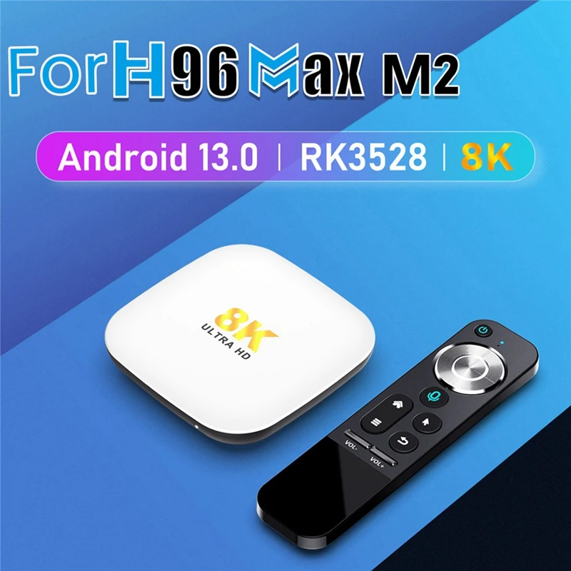 Для H96 Max M2 TV Box 2 ГБ + 16 Android 13 Smart WIFI6 BT5.0 8K AV1 Медиаплеер RK3528 ТВ-приставка Прочная
