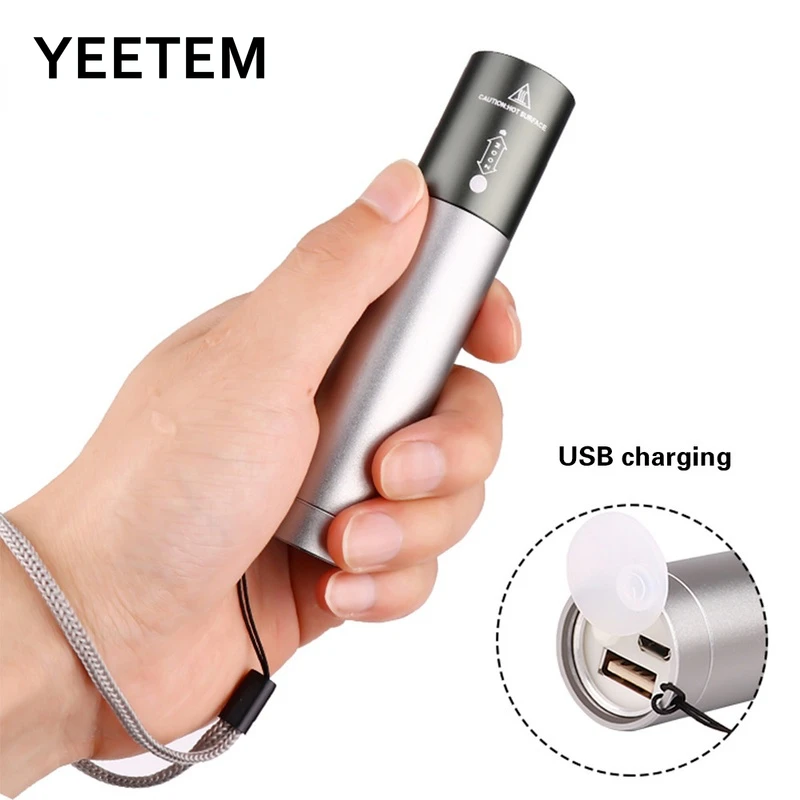 

USB T6 Flashlight USB Rechargeable Aluminum Alloy Flashlights Built-in Battery Input And Output Emergency Glare Flashlight