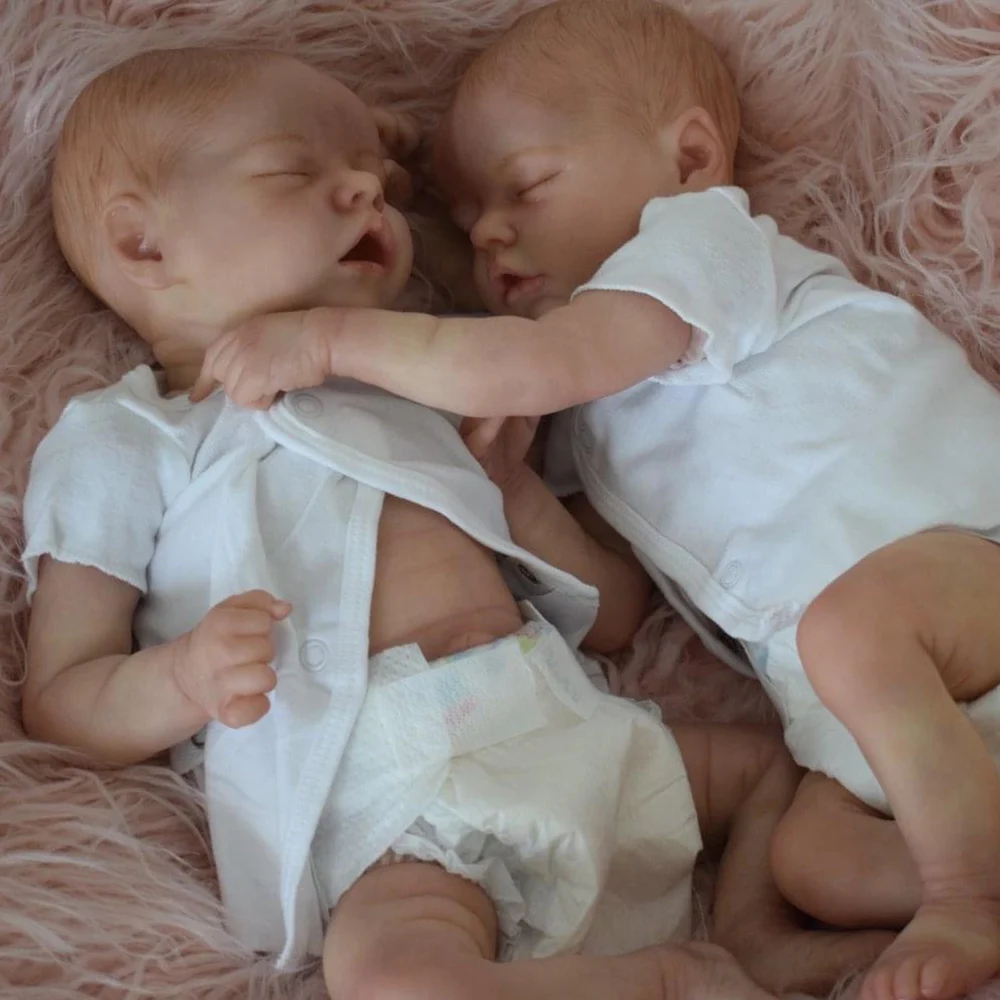 

Twin Boy Girl 40 CM Full Body Silicone Reborn Doll Handmade Lifelike Newborn Doll boneca bebes reborn de silicone real cuerpo