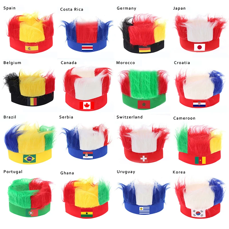 2022 футбольные матчи 32 шт. сумасшедшие волосы для футбола в странах парик с флагом