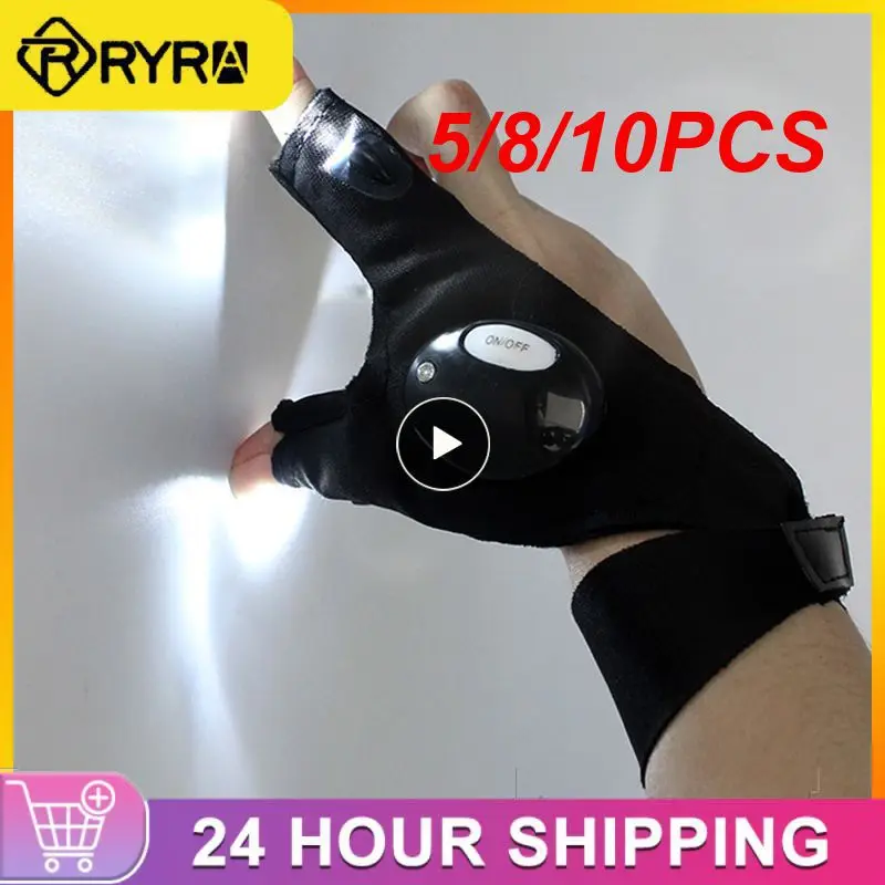 

5/8/10 шт., светящиеся перчатки без пальцев