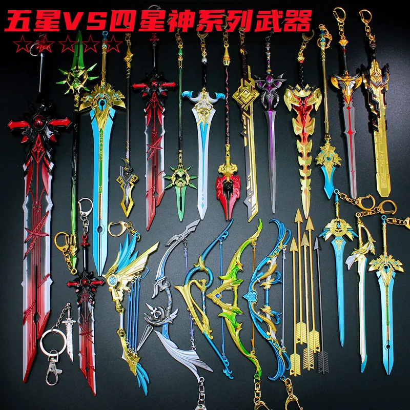 

Genshin Impact Toys for Boy Swords Real Steel Anime Weapons Keychain Katana Sword Weapon Spade Vere Katana Swords Samurai Toys