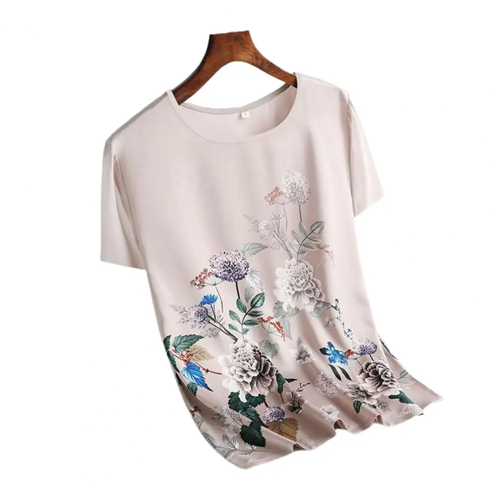 

Middle Aged Shirt Positioning Print Loose Streetwear All Match Loose-fitting Blouse Women Shirts Fashion Shirts Ladies Tops
