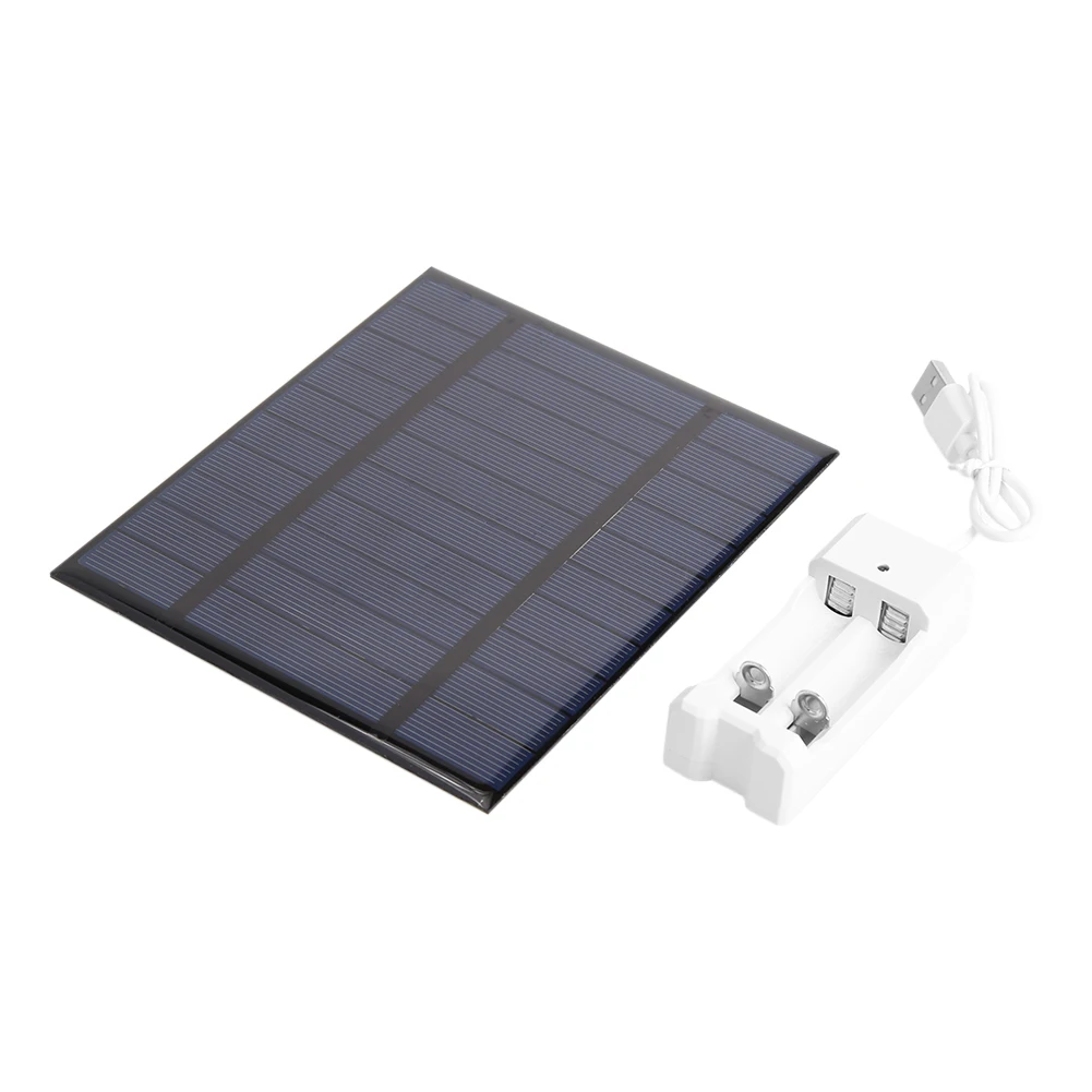 

2.5W USB 5V Solar Battery Charger + 2 Slots AAA AA Rechargeable Battery Charger Portable Accessory Battery Charger