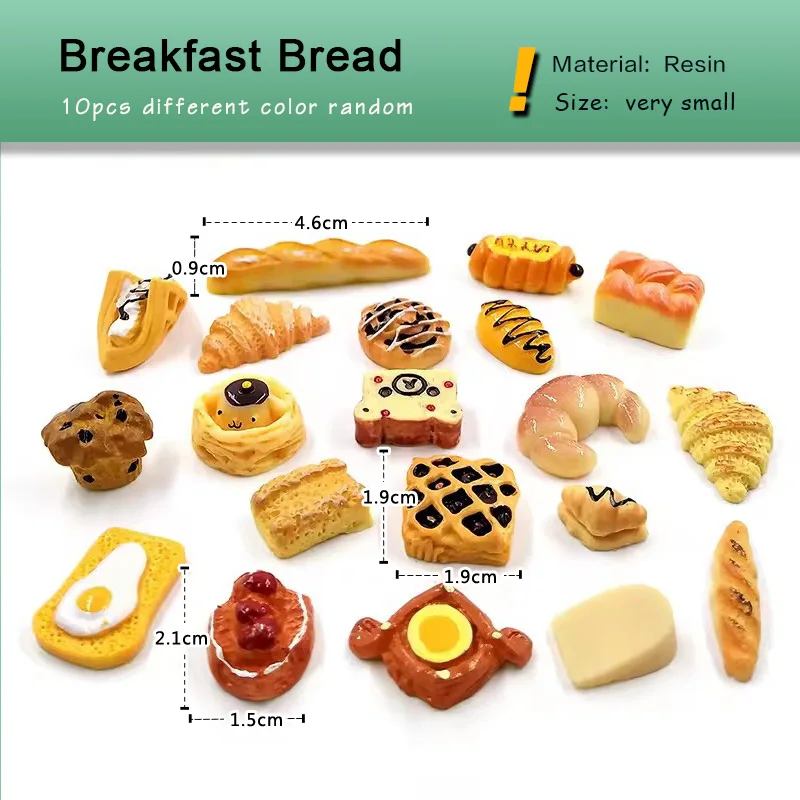 

Миниатюрные фигурки хлеба из смолы, 10 шт.