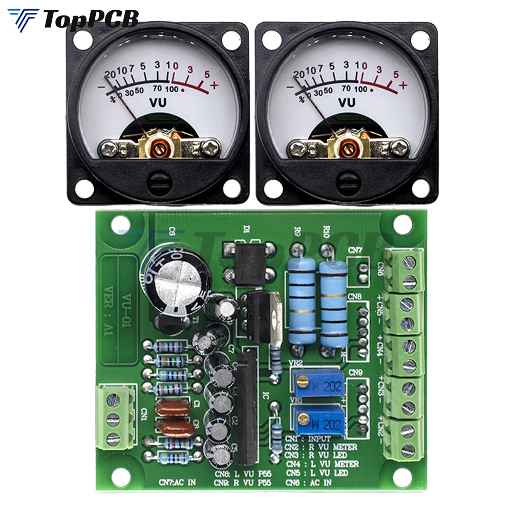 

DC 9-12V VU Level Audio Meter Driver Board + 2pcs VU Meter With Warm Color Sound Pressure Meter for 5-60W Power Amplifier