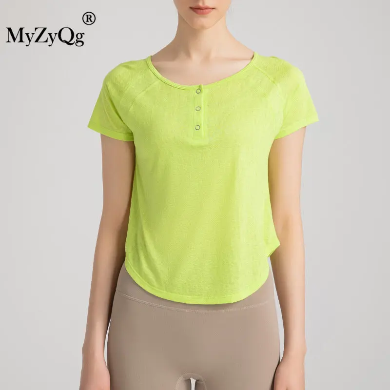 MyZyQg Весенние Новые футболки с коротким рукавом для йоги блузка женские дышащие спортивные топы для фитнеса летняя одежда уличная спортивная одежда MyZyQg Весенние Новые футболки с коротким рукавом для йоги блузка женские дышащие спортивные топы для фитнеса летняя одежда уличная спортивная одежда