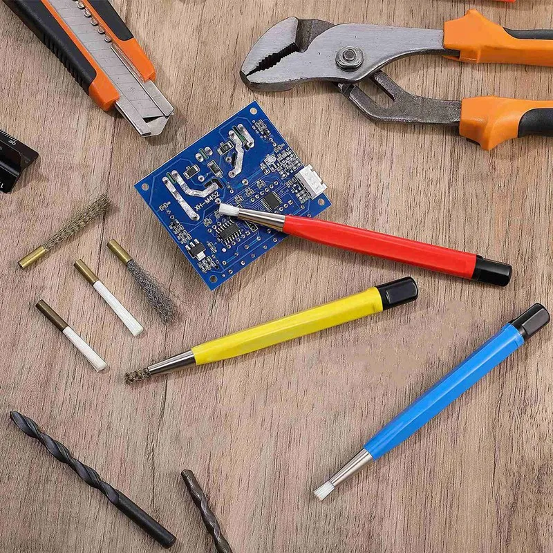 

3 Pcs / Set Fiberglass Steel Scratch Brush Pen Sanding Fiber Bristles Jewelry Circuit Board Cleaning