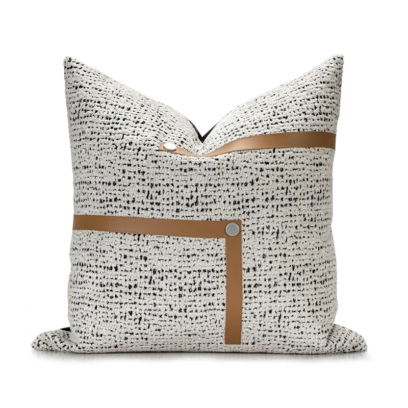 

Decorative Brown Pu Leather Striped Cushion Cover for Living Room Ramadan Throw Pillow Cover Nordic Sofa Pillows 45x45 30x50