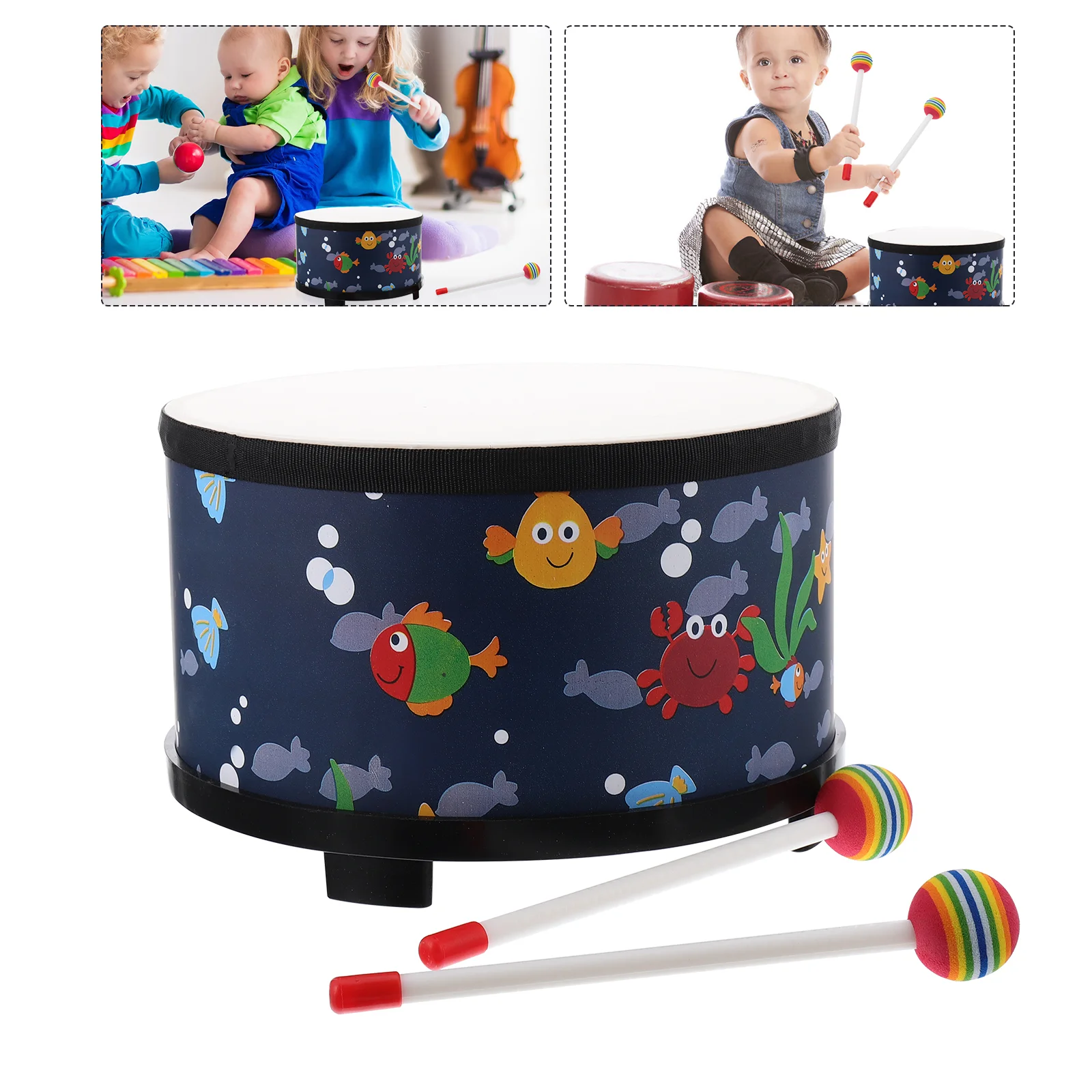 

Drum Kids Floor Tom Percussion Setinch Hand Toys Malletssnare Children Musicalgathering Kid Instrument Wooden 5A Toymaracas