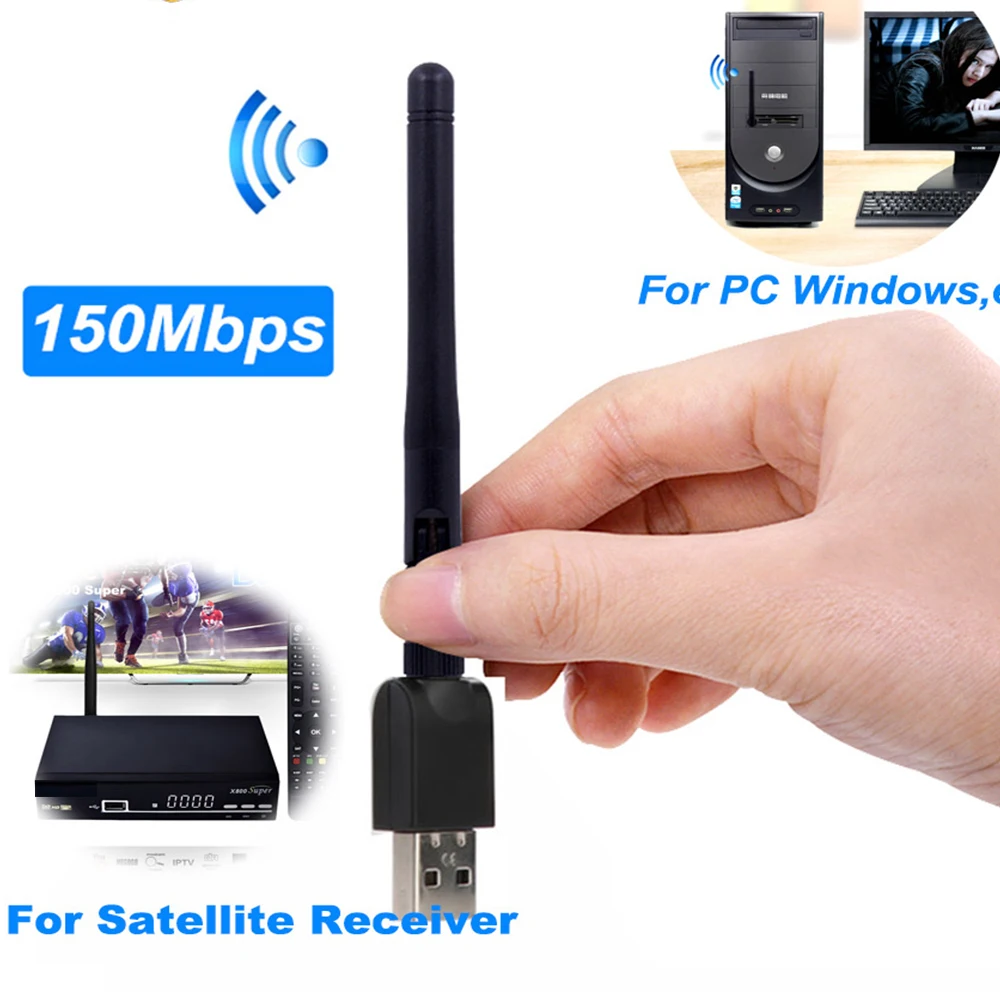 USB WiFi  12 Wireless Network Card USB 2.0 150M 802.11 b/g/n LAN Adapter with rotatable Antenna for Laptop PC Mini Wi-fi Dongle