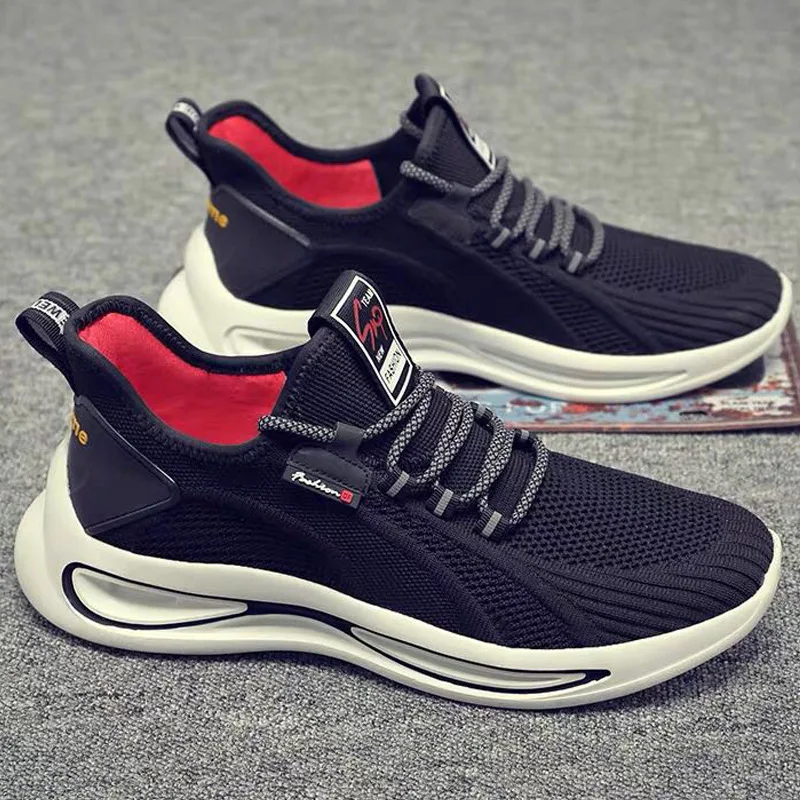 

Fashion Men's Portable Breathable Running Shoes knitted Large Size Sneakers Comfortable Mesh Shoes