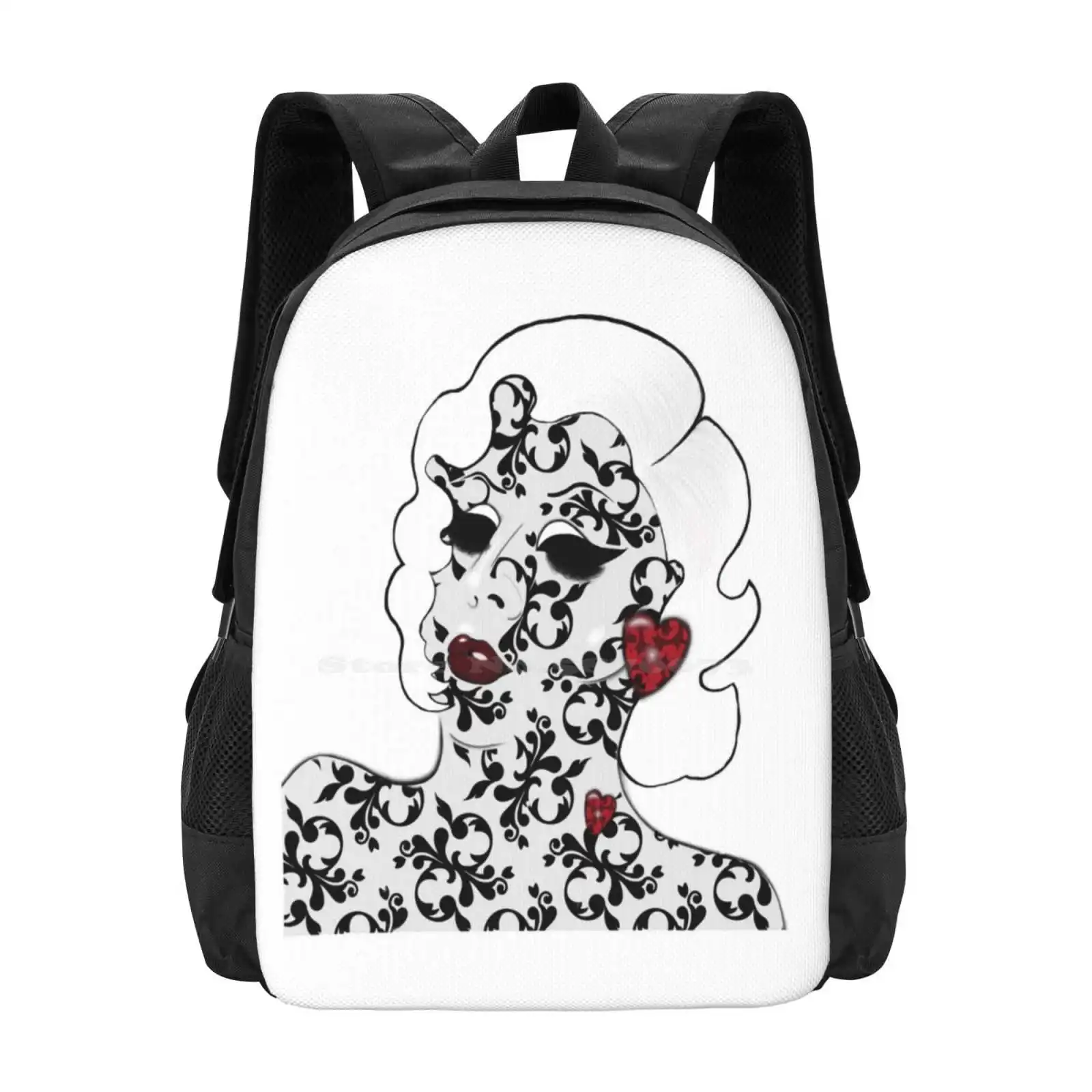 

Pinup Bust-Viv Vacious Drag Merch ( White ) Backpack For Student School Laptop Travel Bag Drag Queen Pinup Vintage Makeup