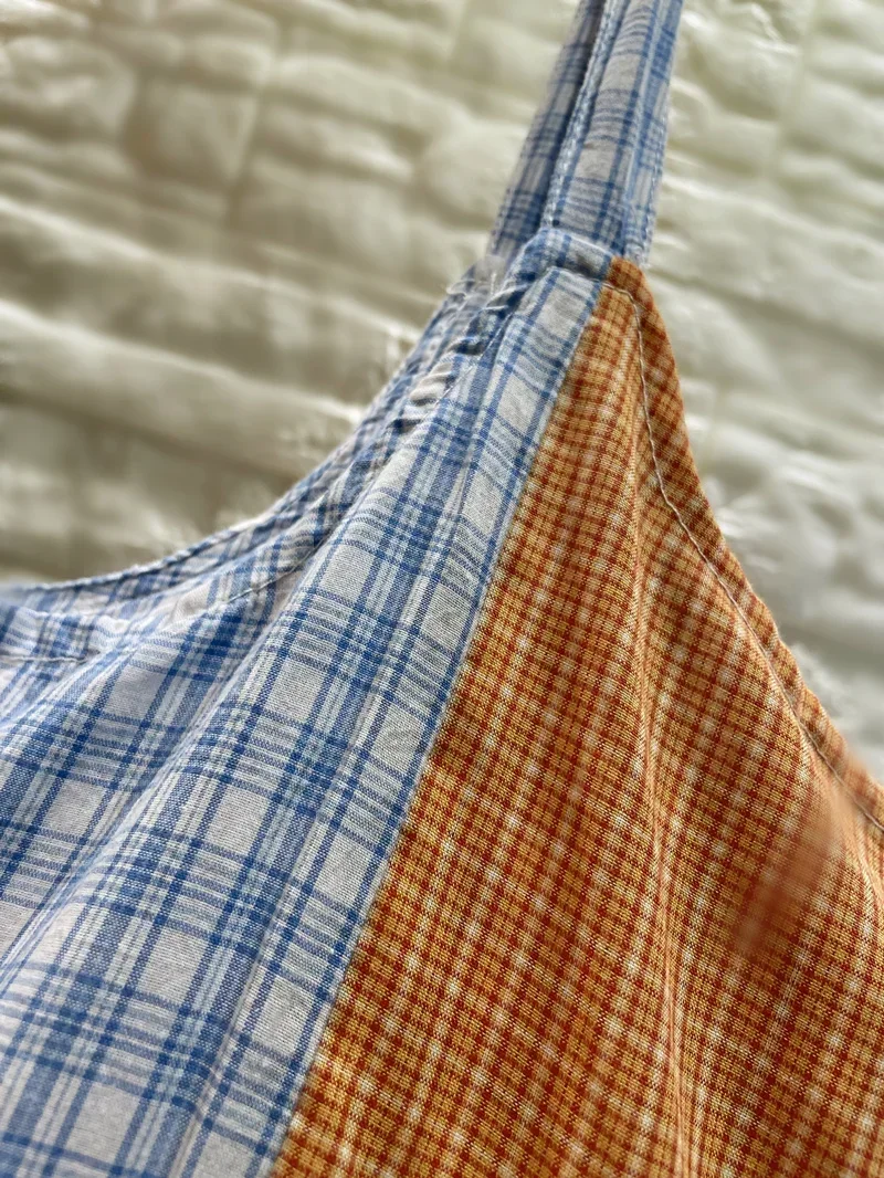 Летнее хлопковое платье миди на тонких бретельках в клетку африканском стиле Wura