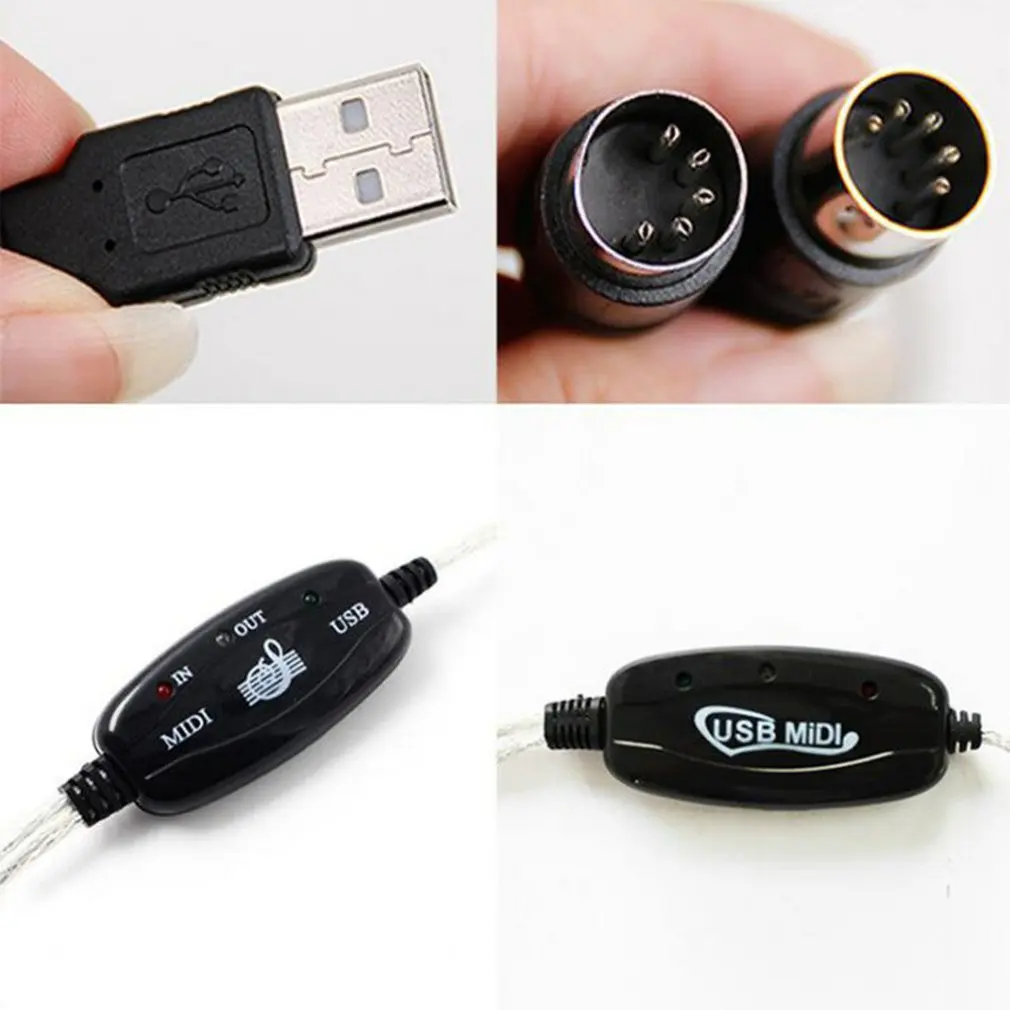 Интерфейсный кабель MIDI-USB IN-OUT адаптер для клавиатуры электронного барабана
