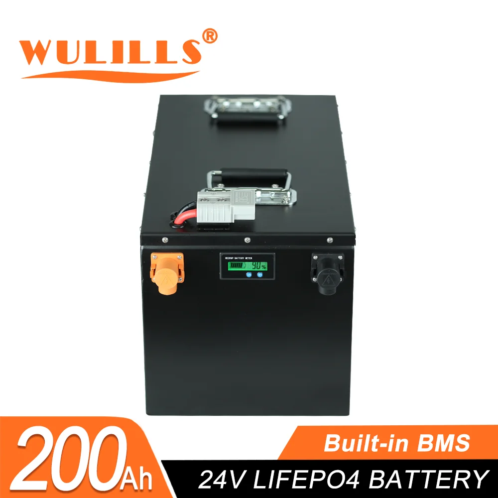 New Grade A 24V 100Ah 200Ah LiFePo4 Battery Pack Lithium Iron Phosphate Batteries Built-in 8S200A BMS 48V For Solar Boat No Tax