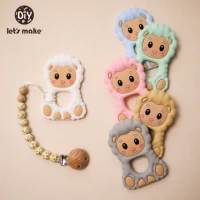 lets make 1pc silicone teethers sheep shape baby pacifier pendants bpa free 4 6 months spiral food grade silicone teething toys