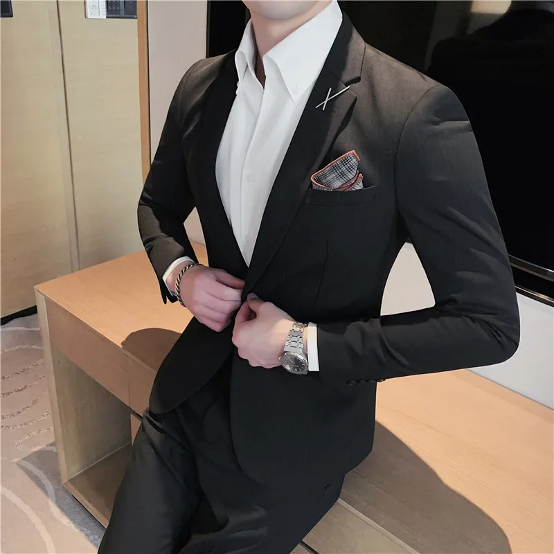 

Spring 2023 new fashion business handsome British style striped suit men's top slim leisure suit jacket single west