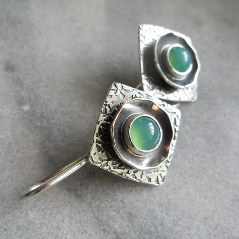 

Vintage Jewelry Green Stone Hook Earrings Women Wedding Engagement Earrings