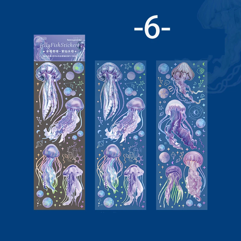 

Mr. Paper 6 стилей 2 шт/сумка винтажная Медузы PET наклейка креативный лазерный материал для ручного учёта декоративный стикер для канцелярских товаров стикер