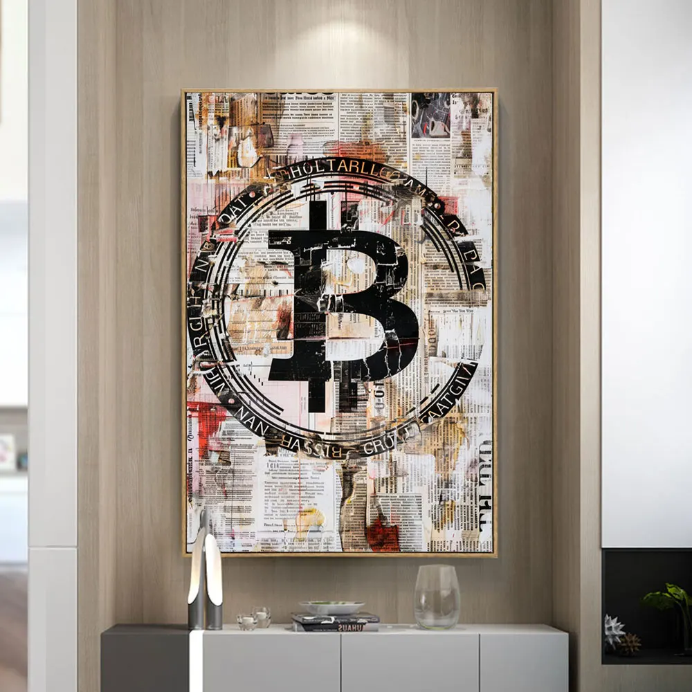Крипто-биткойн-принт красочная картина на холсте постер украшение для дома