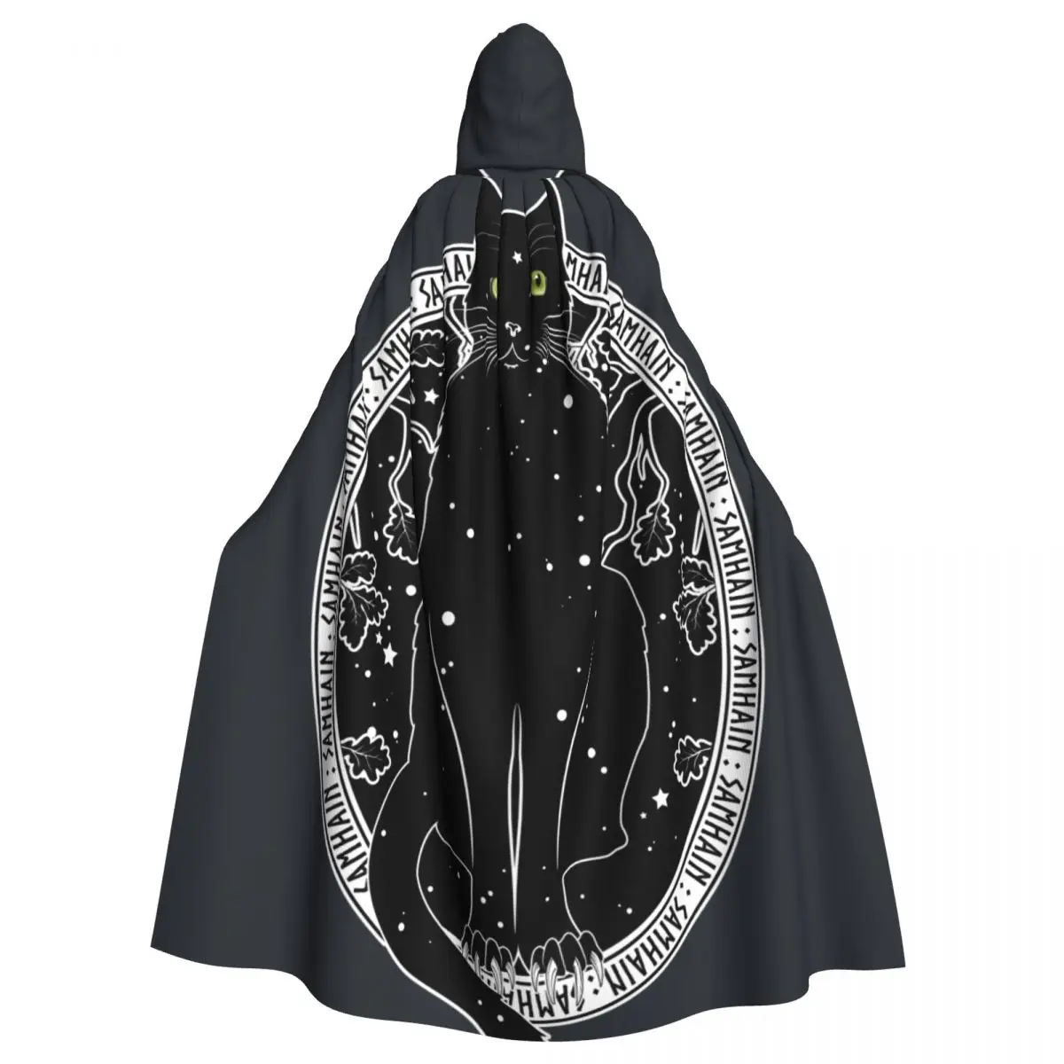 

Long Cape Cloak Black Cat With The Night Starry Sky Hooded Cloak Coat Autumn Hoodies