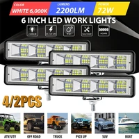 24pcs 6inch led work lights bar flood fog lamp offroad suv atv driving truck boat car accessories