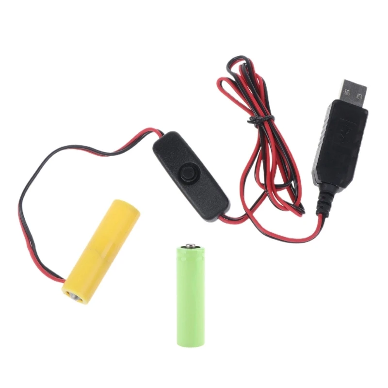 

USB to 3V (2x1.5V) LR6 AA Dummy Battery Eliminator Cable w/ Switch for LED Light