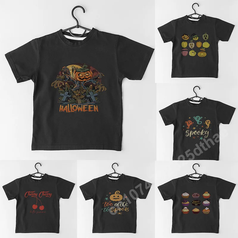 

Halloween Jack-o-lantern T-shirt Print Baby Clothes Boys and Girls Soft Tops Toddler Summer Fashion Style Top Kids Pattern Tees