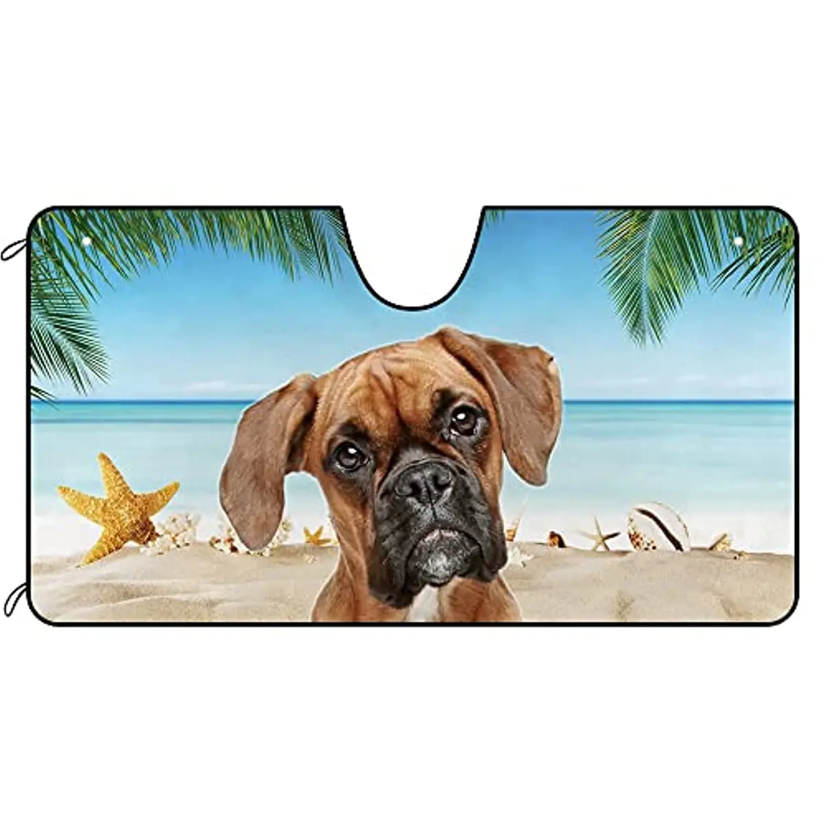

Солнцезащитный козырек на лобовое стекло кафето для собак милая собака на пляже Декор Автомобиль переднее ветровое стекло Солнцезащитный козырек отражающий УФ-луч