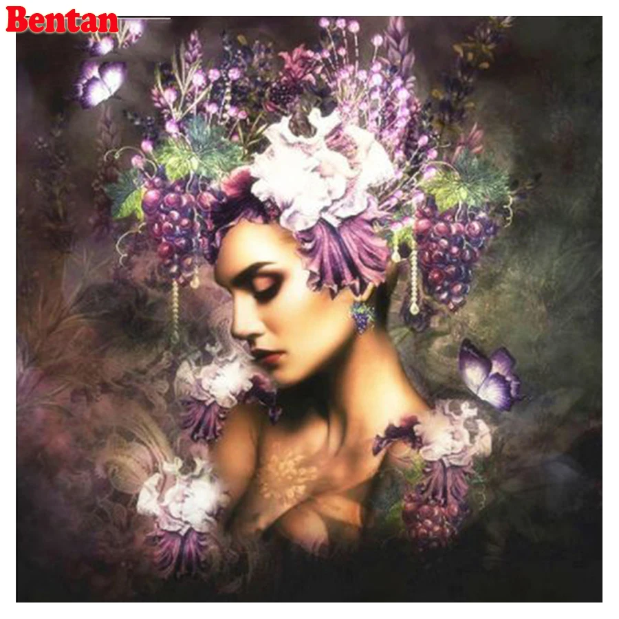 

Diamond Painting Hummingbird,Flower Iris Fantasy Woman Full Drill Diamond Embroidery Mosaic Cross Stitch Kits Home Decoration