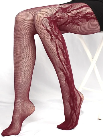 Женские сексуальные сетчатые ажурные кружевные колготки с базовым слоем, летние тонкие колготки с узором виноградной лозы, облегающие ажурные чулки в стиле панк