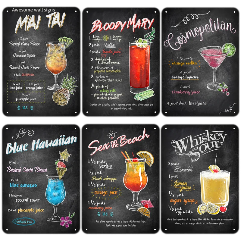 

Винтажный оловянный постер Кровавой Мэри, настенные наклейки в стиле ретро, виски, кислого коктейля, металлический знак таблички, украшение...