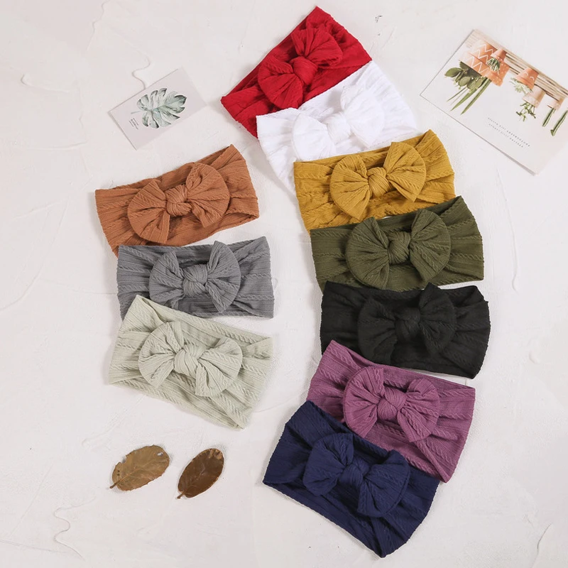 

Детская повязка на голову, вязаные повязки на голову, бант для маленьких девочек, нейлоновый тюрбан, повязка на голову, аксессуары для новорожденных, Пляжный головной убор