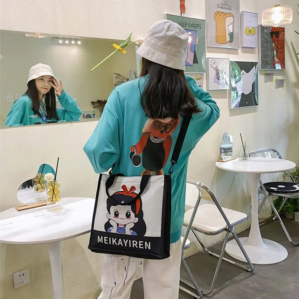 

Students Girls Korean Cartoon Fashion Cute Canvas Bag Large Capacity Handbag Messenger Bag