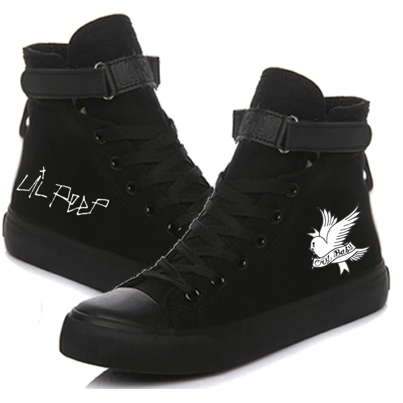 

Fashion Co Dove Pattern Lil Peep Printed Canvas Shoes Women Casual High-Top Flat Printing Shoes Sneakers