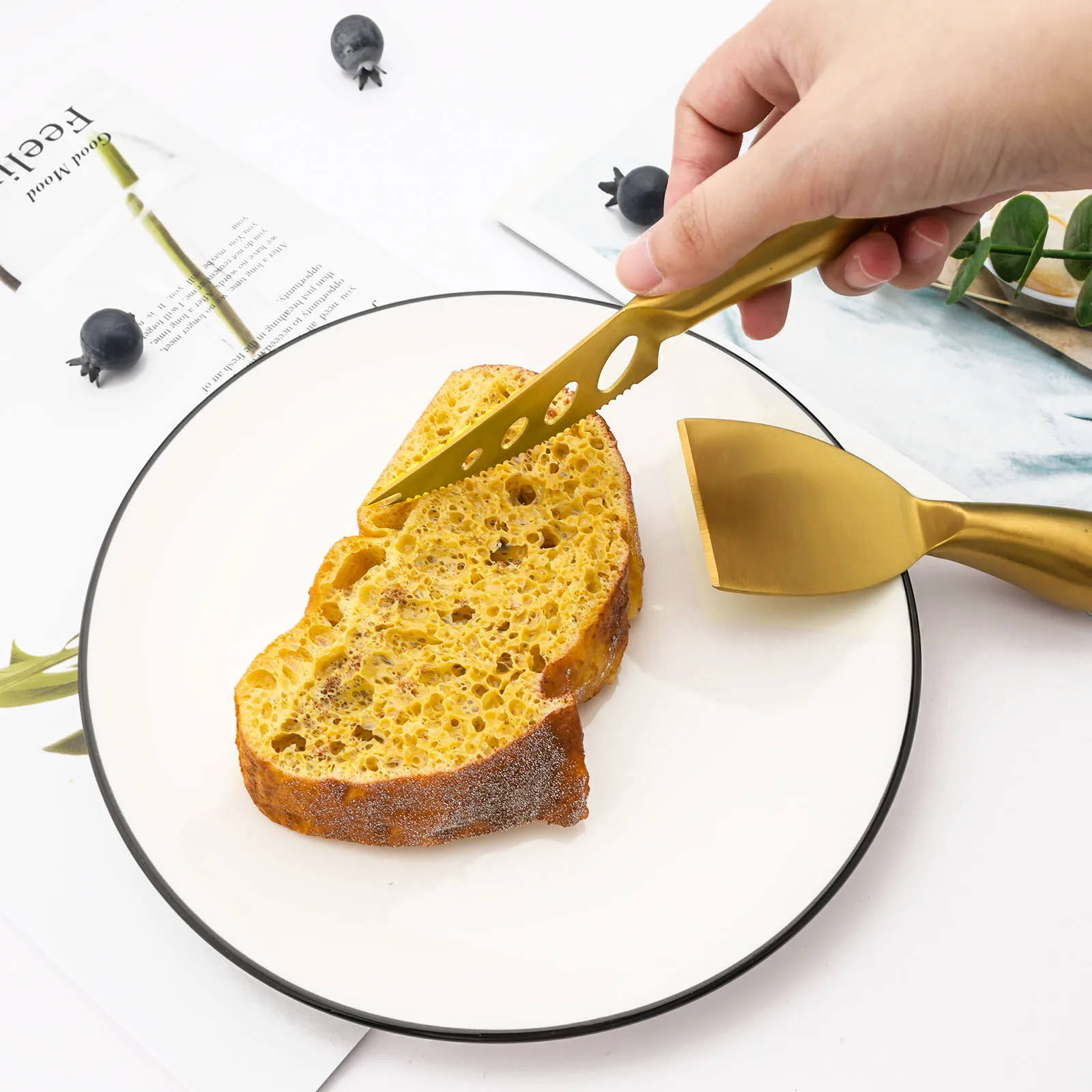 

Stainless Sttel Handle Cheese Knife Set Mini Cheese Knife Butter Knife Slicer Knife Pizza Cutter Baked Cheese KnifeGold Matte