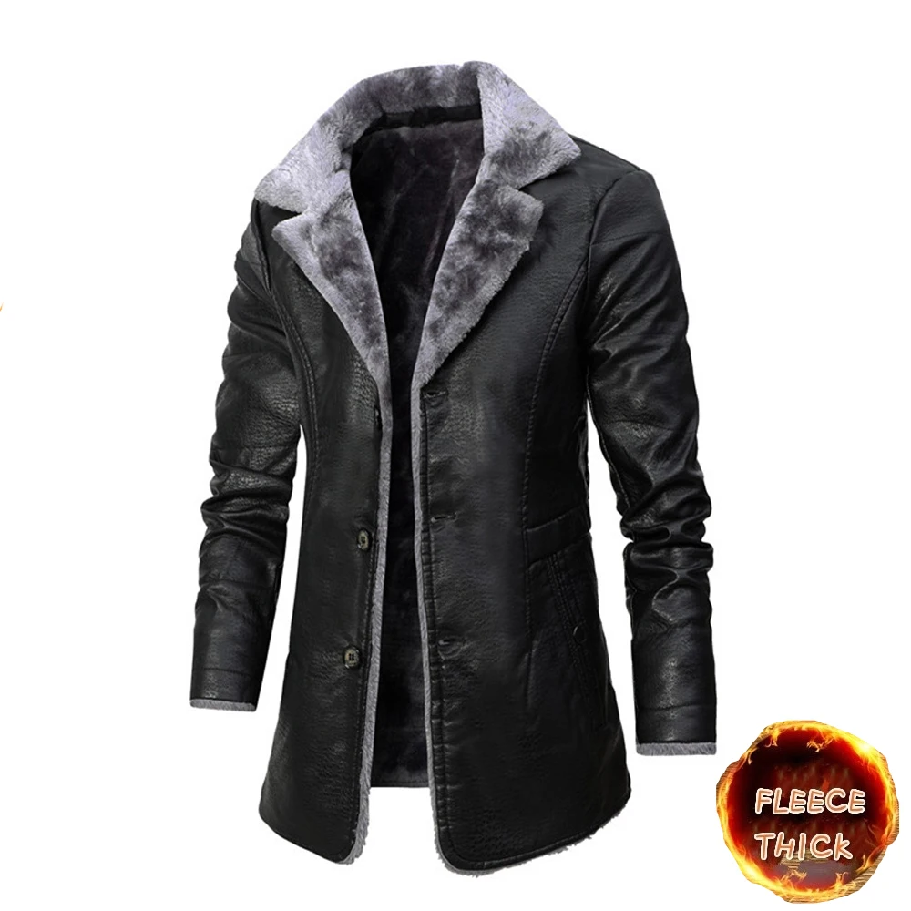 

Men Casual Jacket 2022 New High Quality Jacket Men's Street Windbreaker Coat Men PU Leather Clothing Thick Fleece Jacket