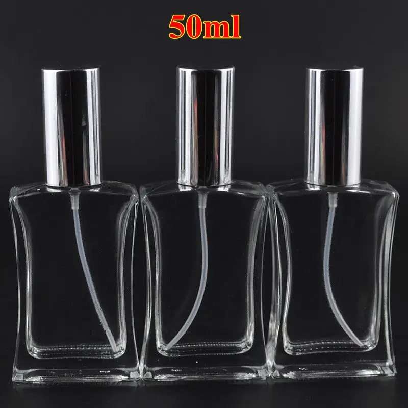 

10pcs/lot 30ml 50ml Square Glass Empty Perfume Bottles Spray Atomizer Refillable Bottle Scent Case with Travel Size Portable