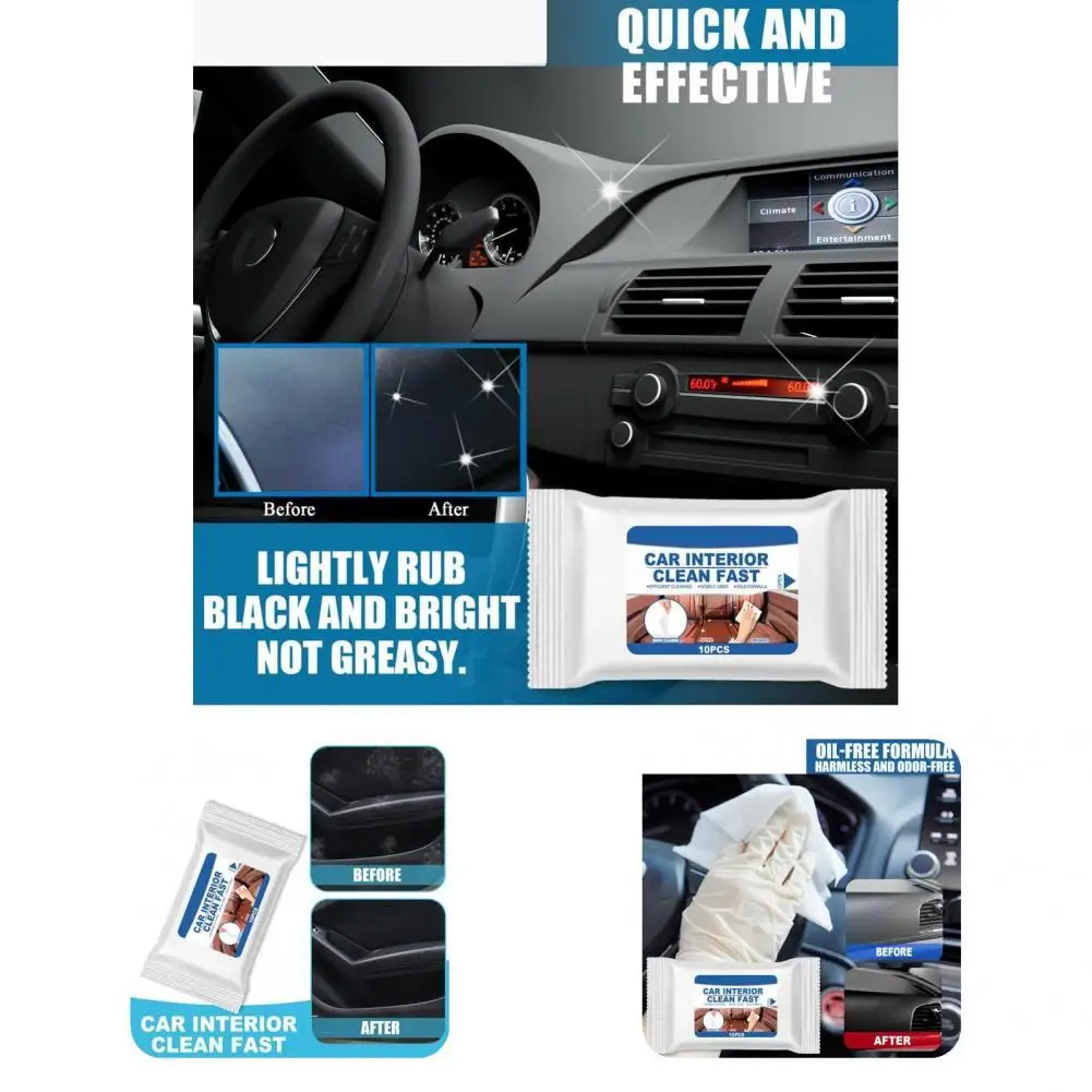 

10Pcs/Bag Anti-scratch Portable Multi-purpose Car Interior Cleaner Protective Wipes Car Interior Cleaner for Driver