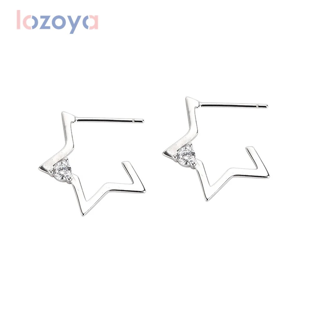 

Серебряные серьги Lozoya, оригинальные открытые серьги-подвески с пятиконечной звездой из циркония, ювелирные изделия, индивидуальный звезда,...