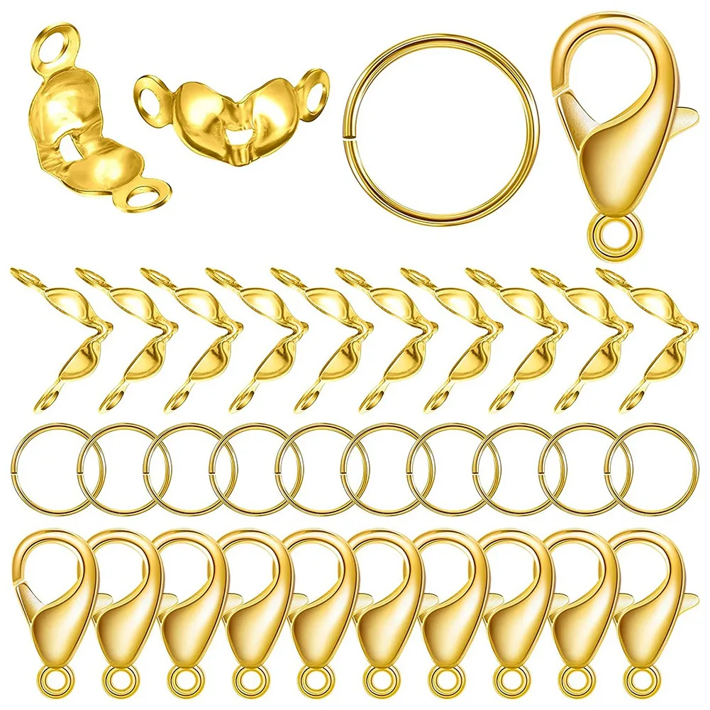 

450Pcs Jewelry Making Supplies Includes 200Pcs Jump Ring 200Pcs Bead Tips Knot Covers and 50Pcs Lobster Clasps (Gold)