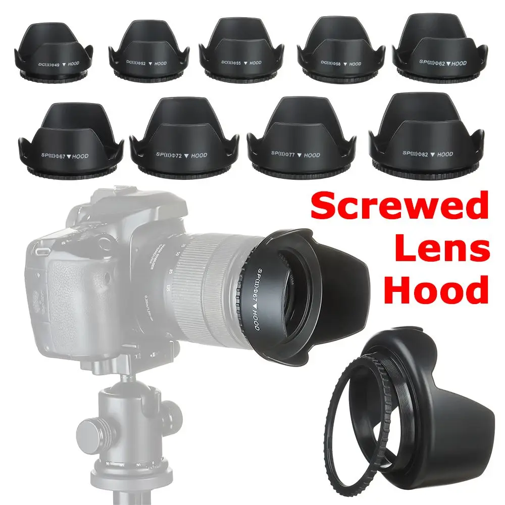 

Camera Sunshade Anti-Glare Cover Protective Shield Screwed Lens Hood For Nikon Canon Sony Fuji Olympus DSLR Camera