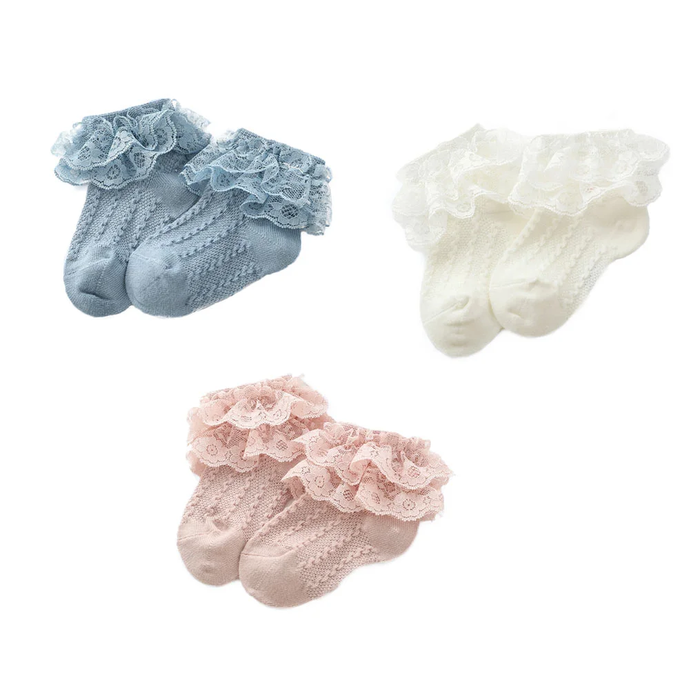 

3 Pair 2-layer Lace Baby Sock Beautiful Comfortable Baby Girl Sock Spring Autumn Sock for Spring Autumn