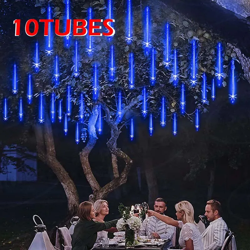 

10Tube Solar Christmas Icicle Lights Waterproof Solar Meteor Shower Rain Light 50CM Outdoor Waterfall String Light
